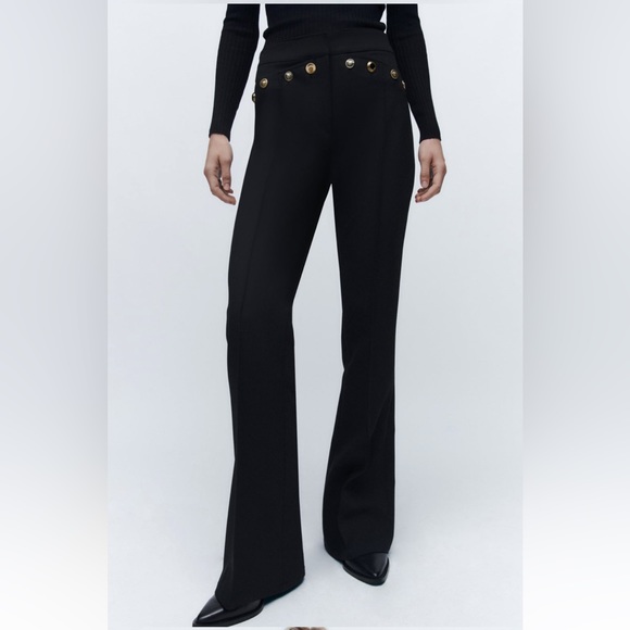 Zara Metal Buttoned Flare Plants - Picture 2 of 10